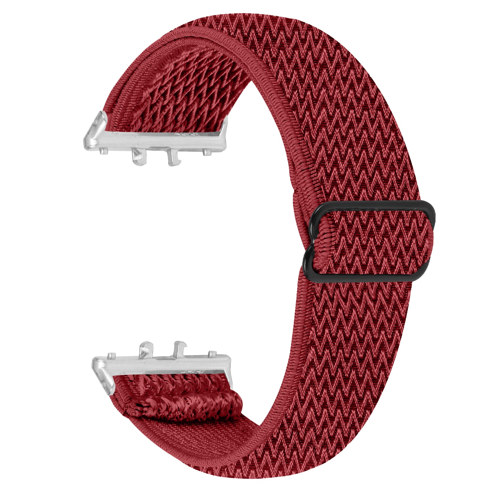 For Samsung Galaxy Fit3 SM-R390 Woven Watch Strap Adjustable Wrist Band with Silver Connector - White For Samsung Galaxy Fit3 SM-R390 Woven Watch Strap Adjustable Wrist Band with Silver Connector - White